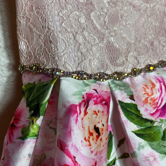 Rare Editions Pink Pleated A-Line Floral Formal Sundress 6X - Picture 3 of 8